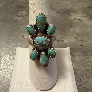 Number 8 Mojave Turquoise Cluster Ring - Size 6.5